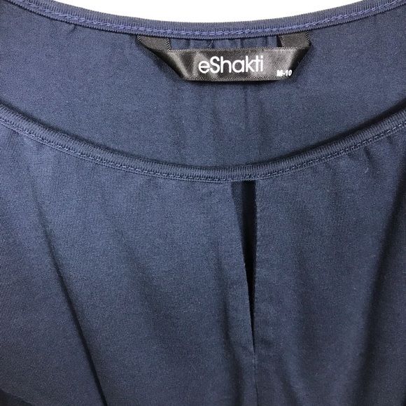 eShakti Navy Blue Keyhole Round Neck Long Sleeve Ruched Waist Midi Dress
Size M - Picture 6 of 6